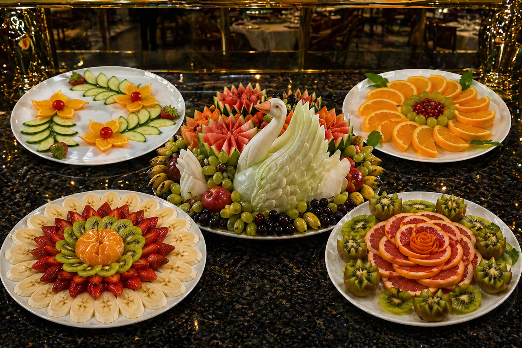 Vegetable carving counter and premium presentation in Kochi